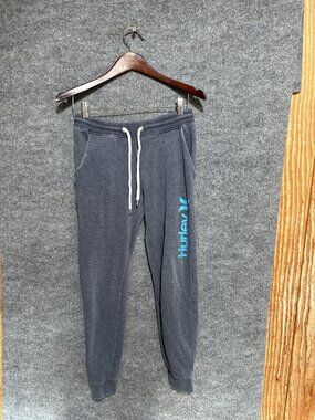 Hurley Pants Mens Small Gray Fleece Sweatpants Joggers Elastic Waist Cuffed